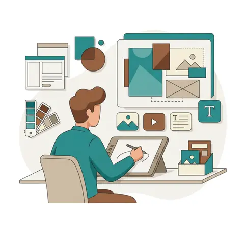 visual content creation and brand design illustration for online marketing